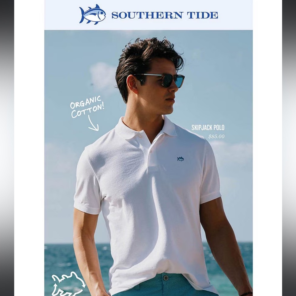 🐟Handsome Classic White Southern Tide
Skipjack Short Sleeve Polo Shirt